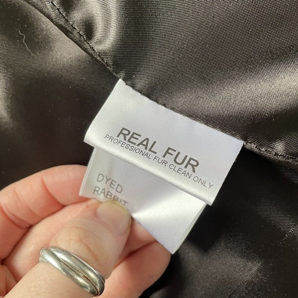 GLAMOURPUSS NYC Rabbit Fur Vest LARGE Brown Beige Full Zip with Pockets Lined - Picture 8 of 12